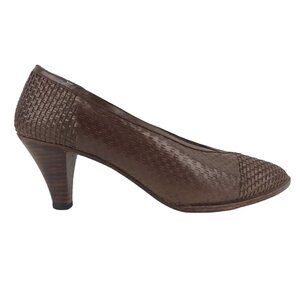 Florsheim Womens Brown Leather Slip On Casual Stiletto‎ Pump Heels Size US 9 D